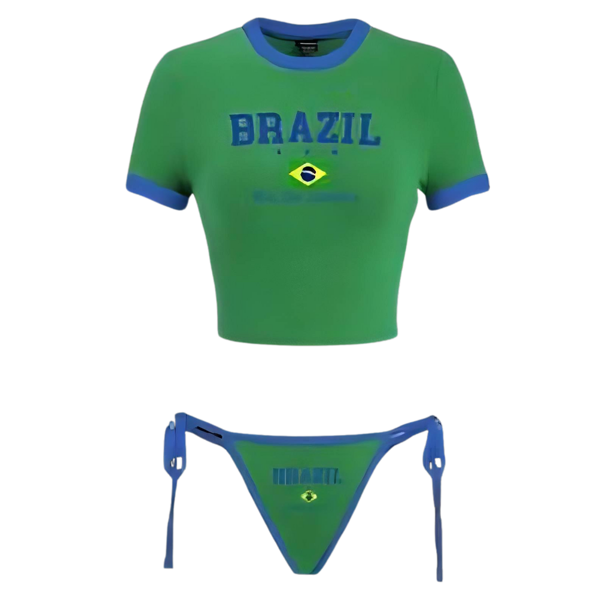 Complet bikini brazil vert bleu